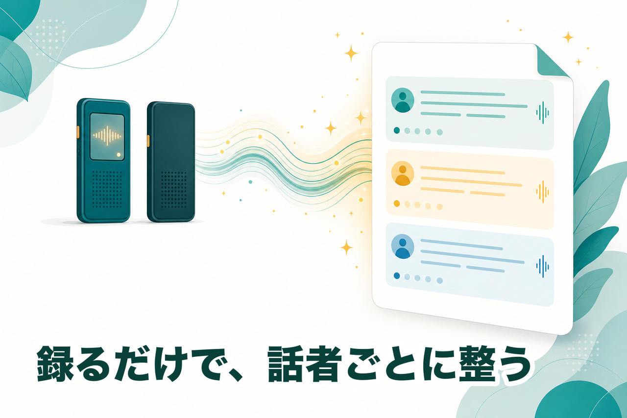 録音するだけで話者ごとに自動で文字起こし・整理されるNotta Memoの真価のイメージ